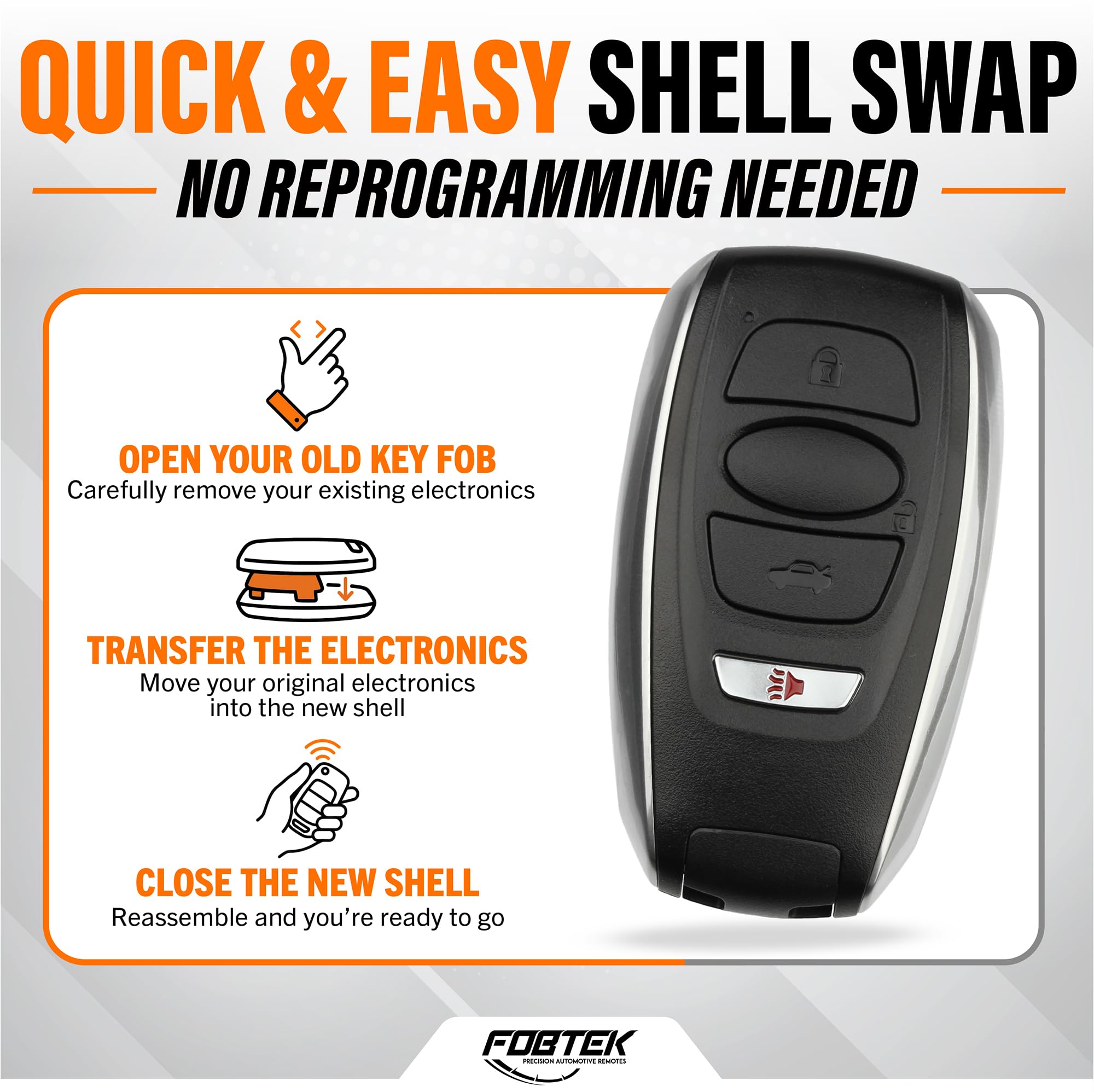 FOBTEK Smart Key Fob Shell Case for Subaru HYQ14AHC, 4-Button