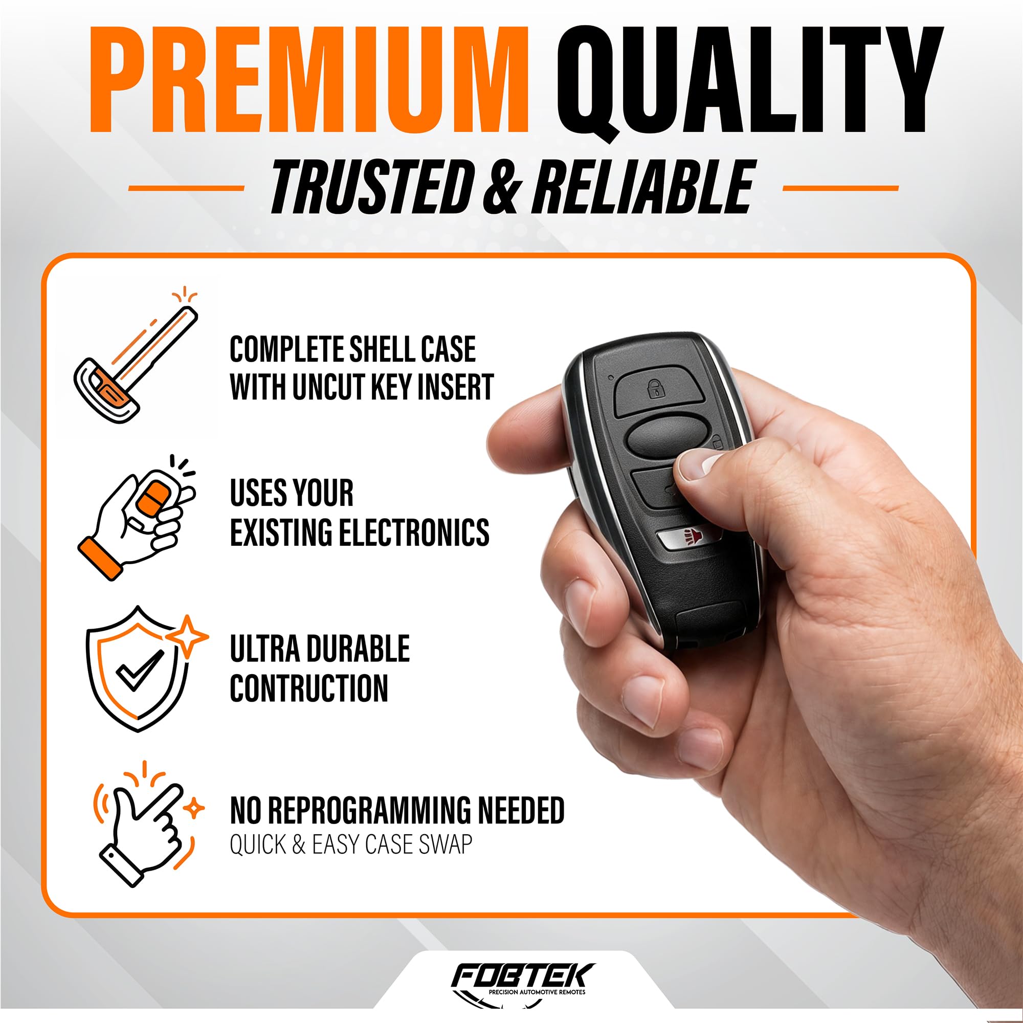 FOBTEK Smart Key Fob Shell Case for Subaru HYQ14AHC, 4-Button