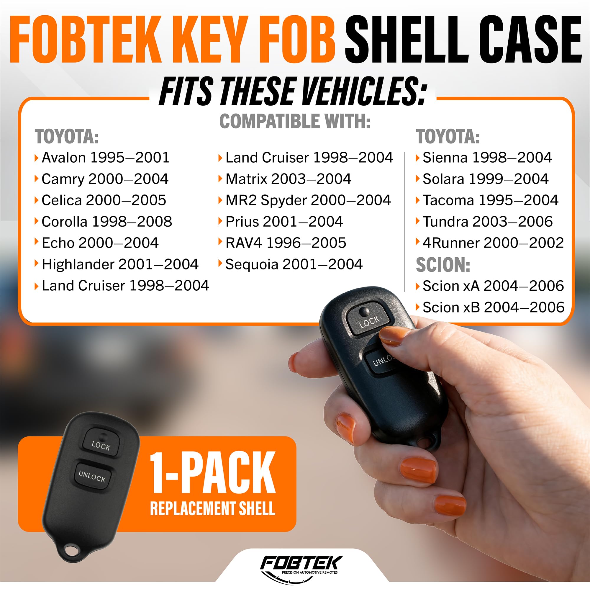 FOBTEK Key Fob Shell Case for Toyota Scion HYQ12BBX, 2-Button